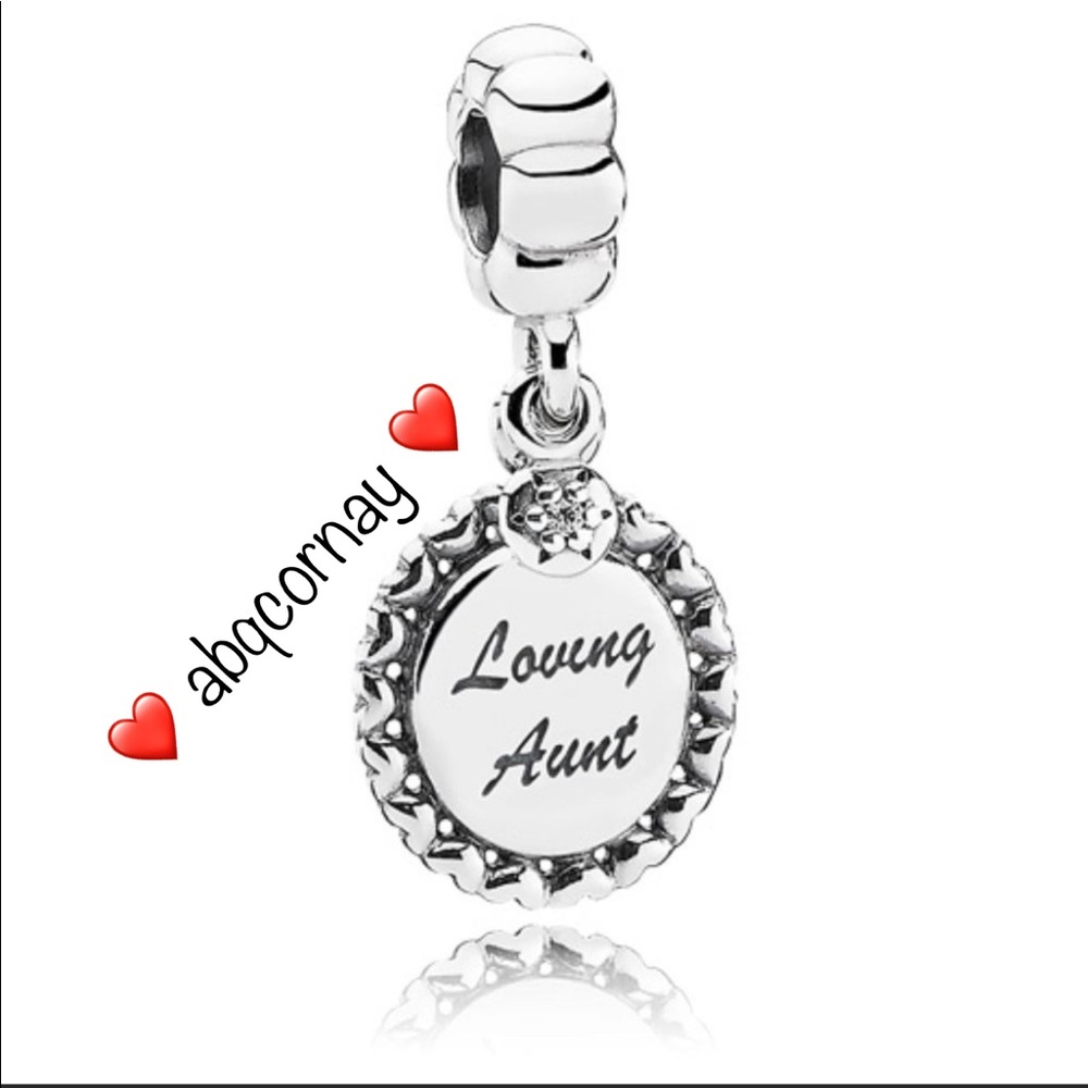 EUC Pandora 791277CZ Sterling Silver Loving Aunt Family Dangle Bead w/ Zirconia